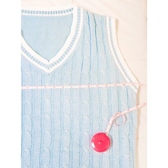 Baby Blue Cable Knit Vest by MANFINITY - Picture 4 of 5